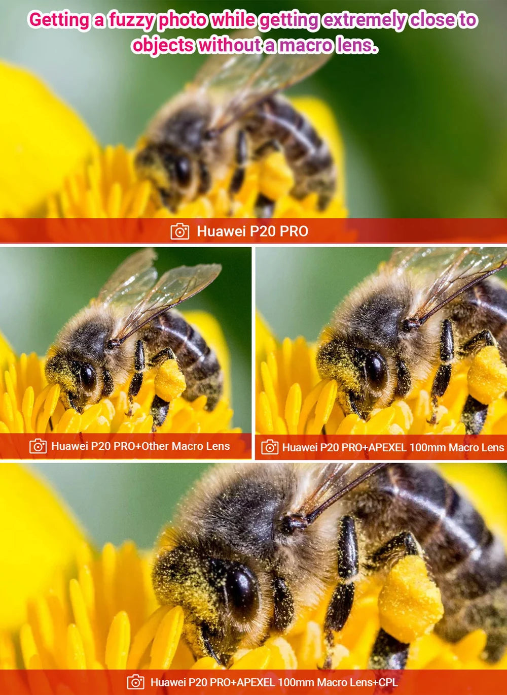 100mm Macro Smartphone Camera Lens with CPL Filter and Clip
