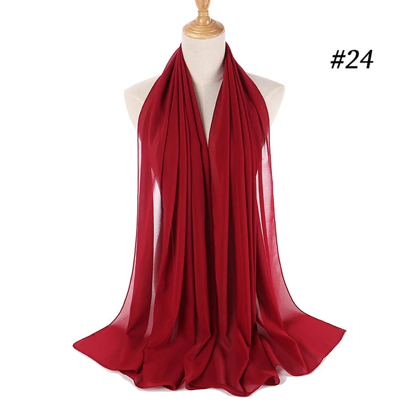 Muslim Chiffon Hijab Women Bubble Chiffon Scarf For Women Ladies Veil Muslim Islam Solid Color Malaysia Wrap Scarves