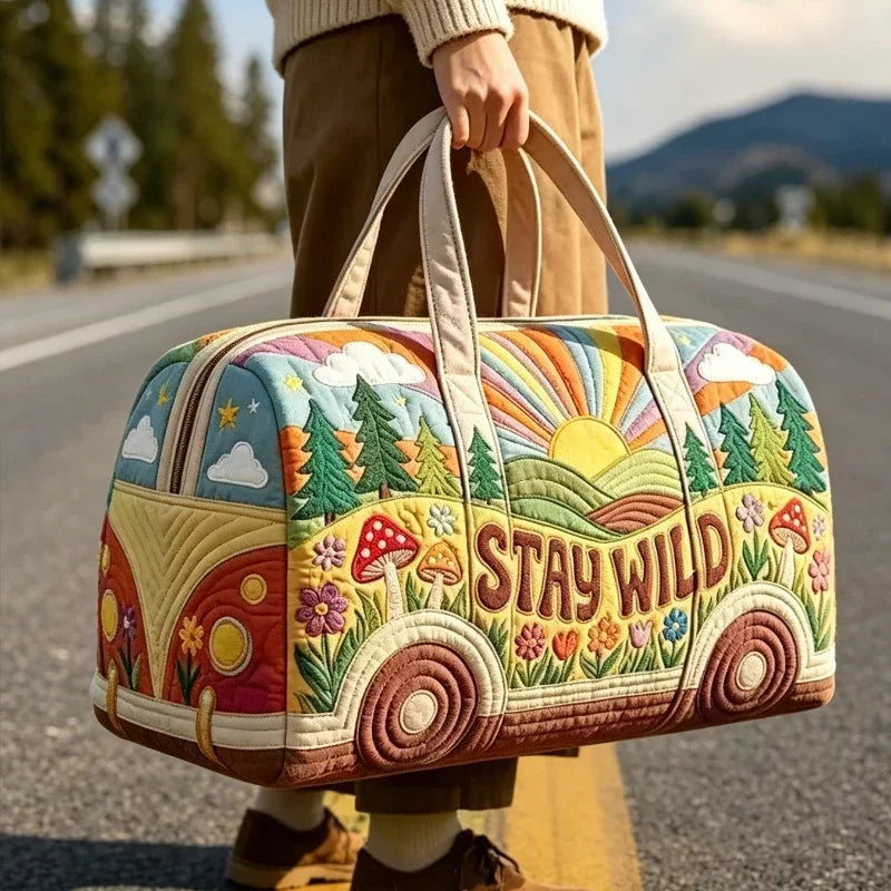 Handle Strap Quilted Travel Duffle Bag Large Capacity Weekender Tote