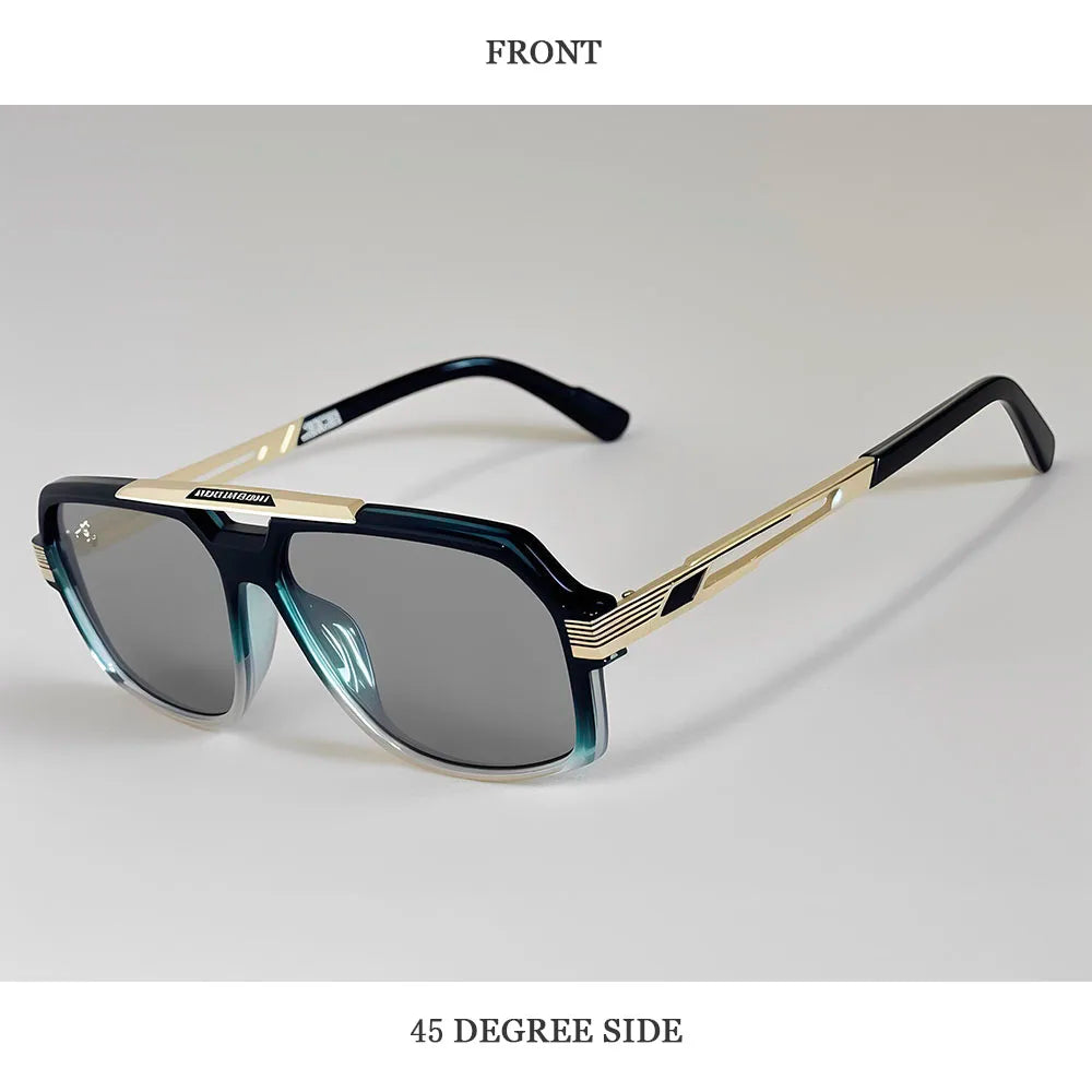 Square Metal Frame Sunglasses With UV400 Protection