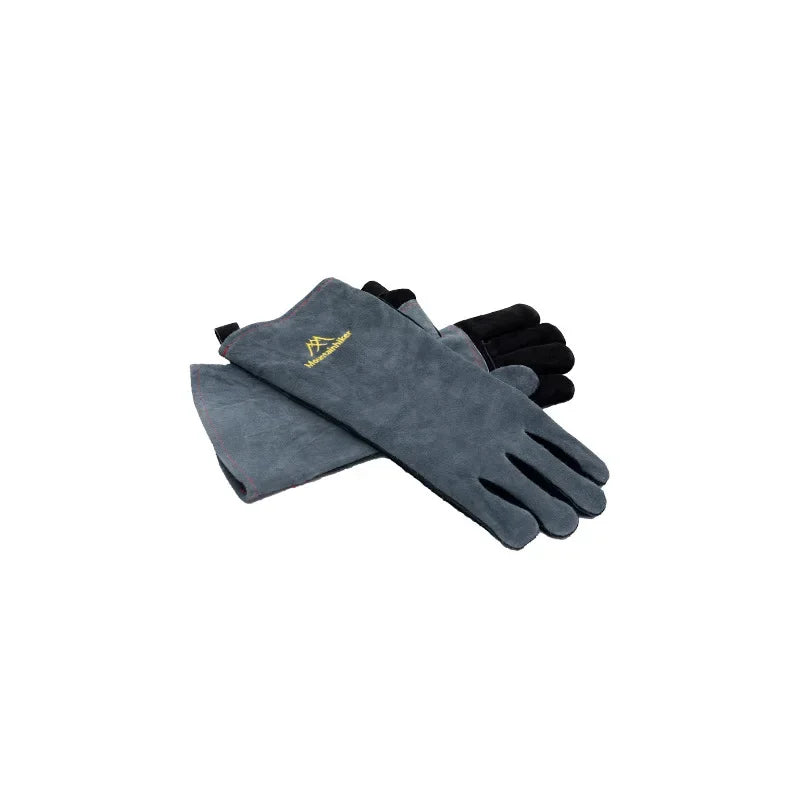 Outdoor Camping Cowhide Insulated Heat-Resistant Gloves High Temperature Resistant Kitchen Microwave BBQ Gloves