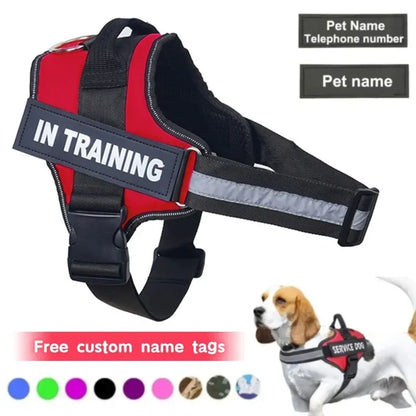 Personalized Dog Harness Reflective Adjustable Dog Harness Tank Top Dog Training Supplies