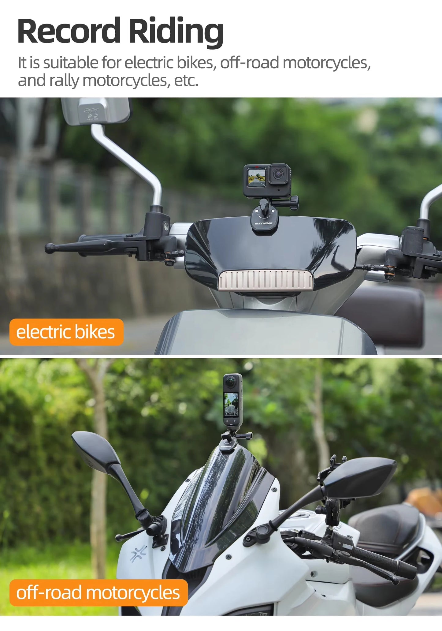 Aluminum Motorcycle Windshield Camera Mount Clip for GoPro DJI Action Pocket and Insta360