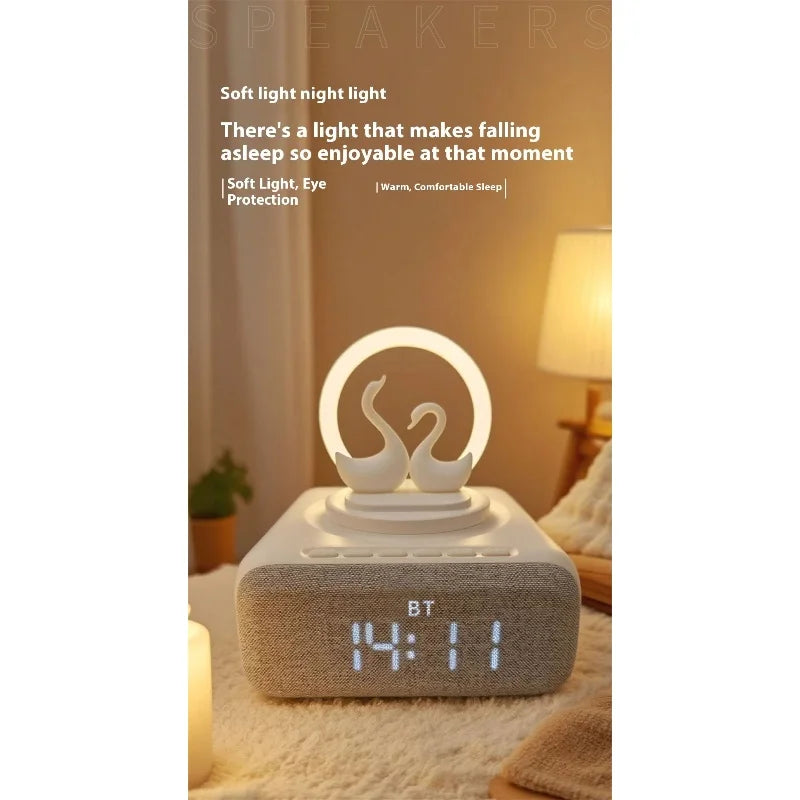 Wireless Bluetooth 5.0 Speaker Multi functional Mobile Wireless Charging Creative Swan Night Light Bluetooth Audio Player
