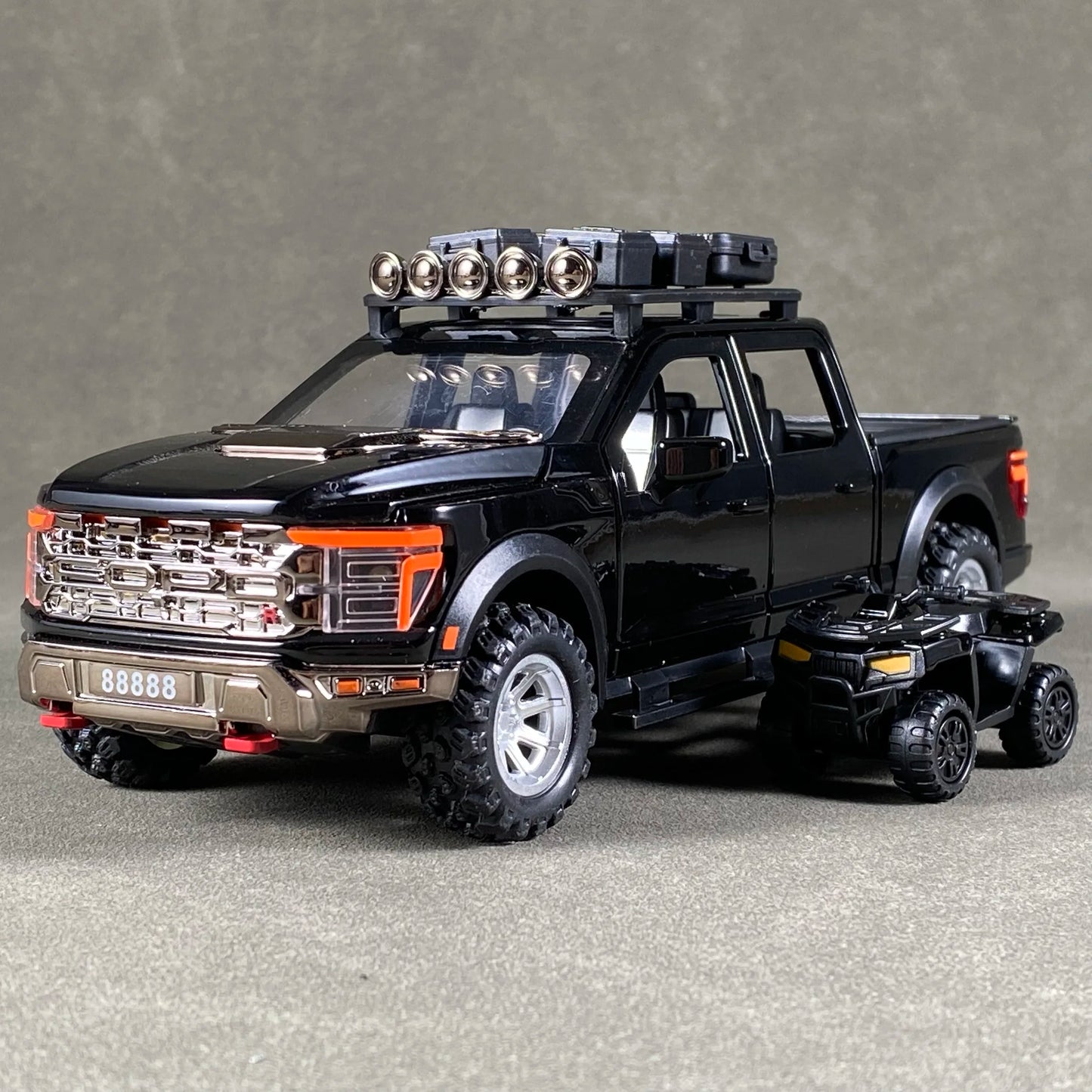 1:24 F150 Off Road Pickup Truck Alloy Diecast Metal Model Sound & Light Pull Back Toy Trendy Display Birthday Present For Friend