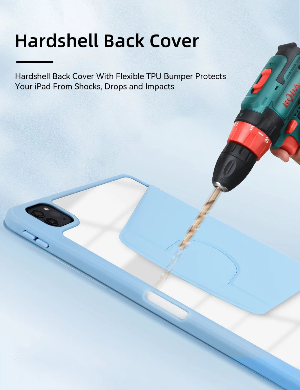 For Tablet iPad Pro 11 Case For Pro 12.9 Air 5 4 10.9 iPad 10th 7/8/9th Generation Mini 6 360° Rotatable Transparent Back Cover