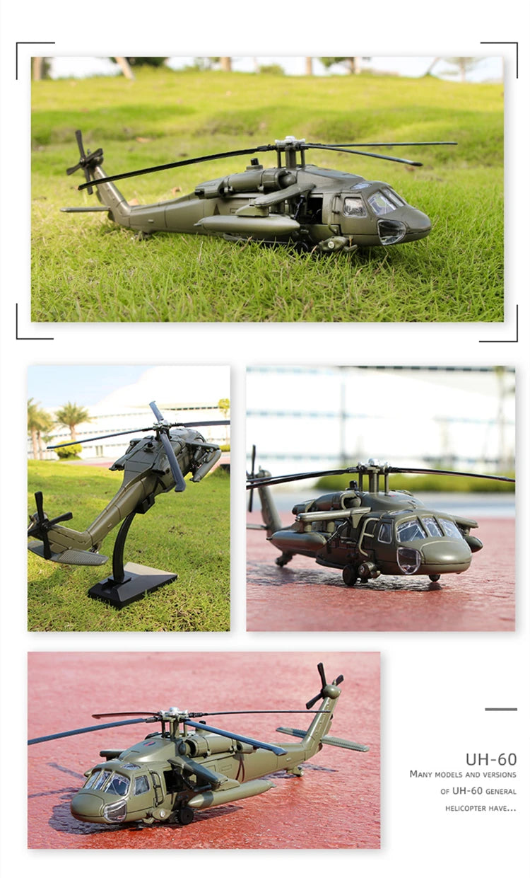 UH60 Hawk Utility Helicopter Metal Model Aircraft Sound and Light Display Toy