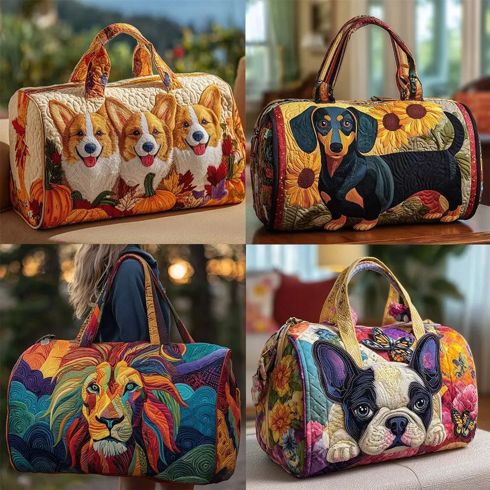 3D Quilted Travel Duffle Bag Large Capacity Shoulder Tote