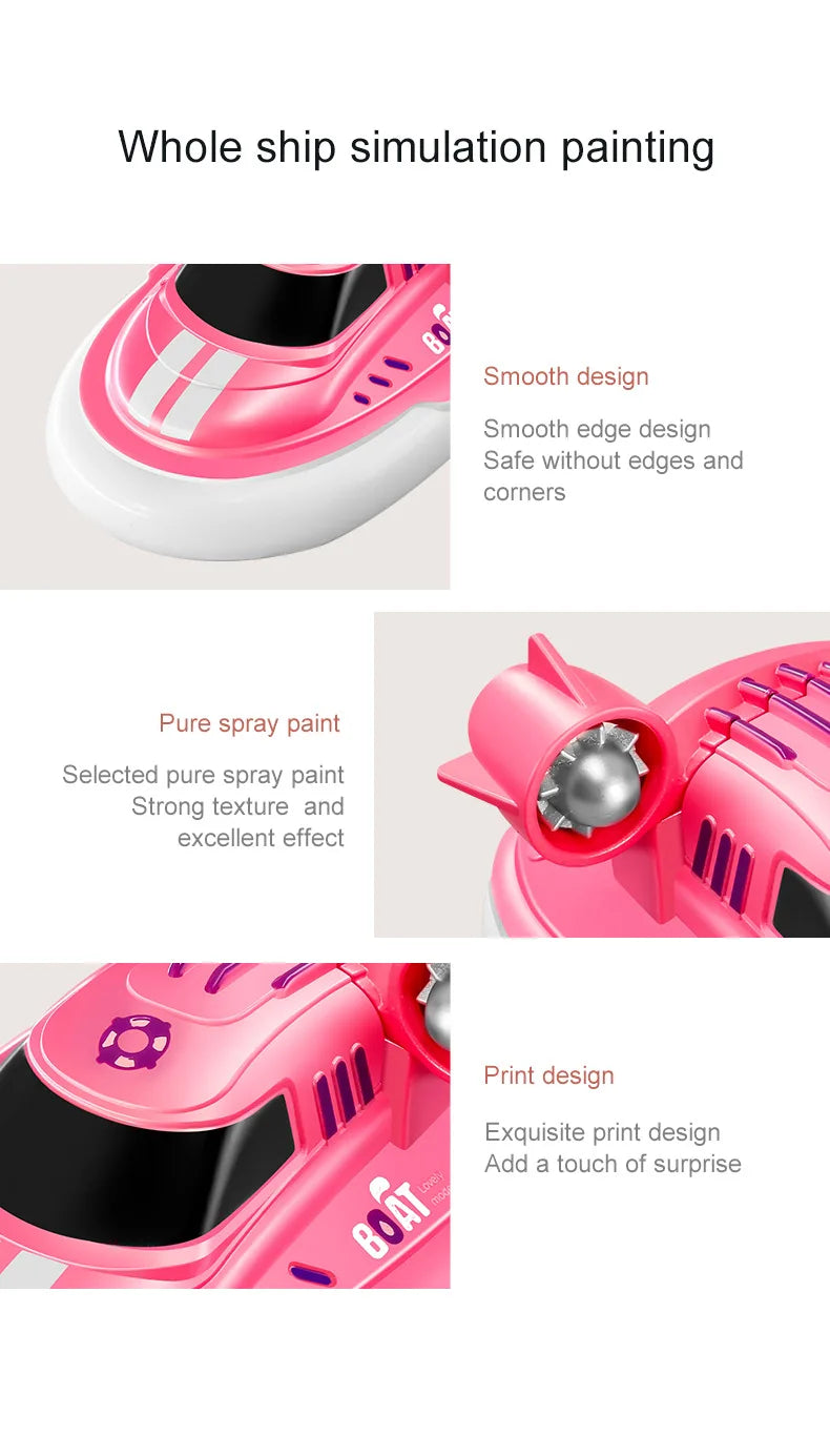 Mini Rc Boat 1/32 Radio Remote Controlled High Speed Ship with Led Light Palm Boat Summer Water Toy Pool Toys Models Gifts