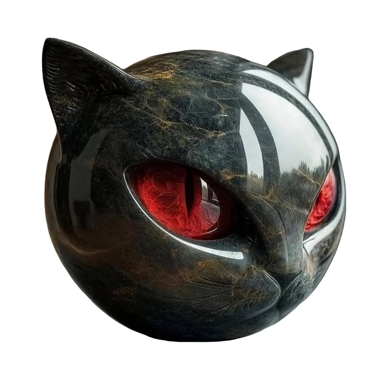 Black Cat Figurine Resin Cat Head Healing Stone Marble Texture Cat Stone Resin Cat Sculpture Ornament Cat Sculpture Craft Decor