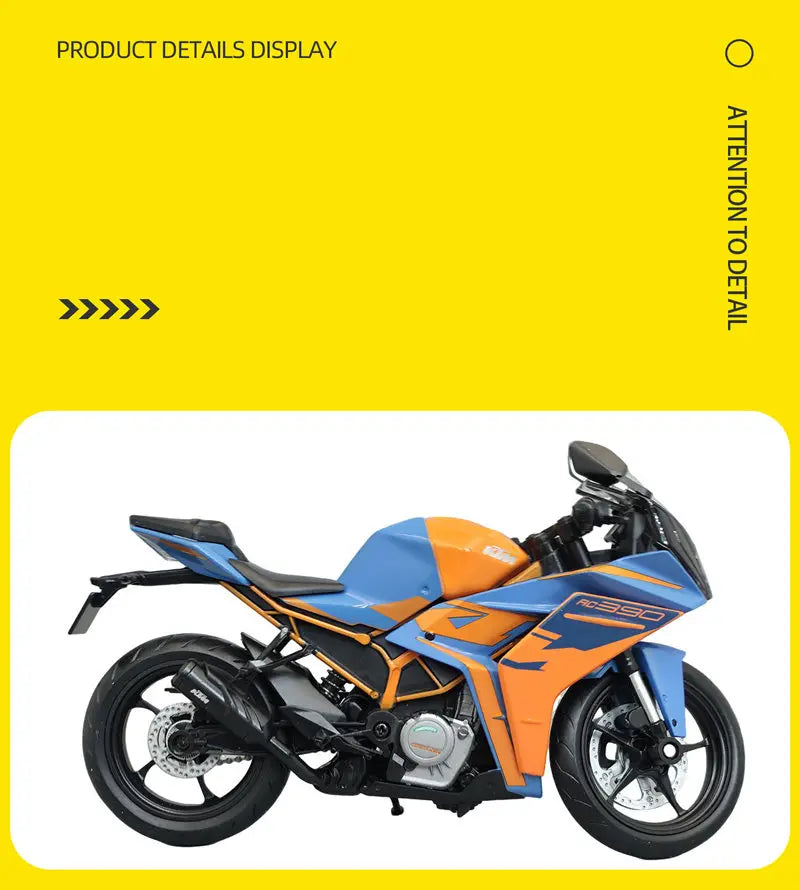 Diecast KTM RC 390 Racing Motorcycle Model 1 to 12 Scale