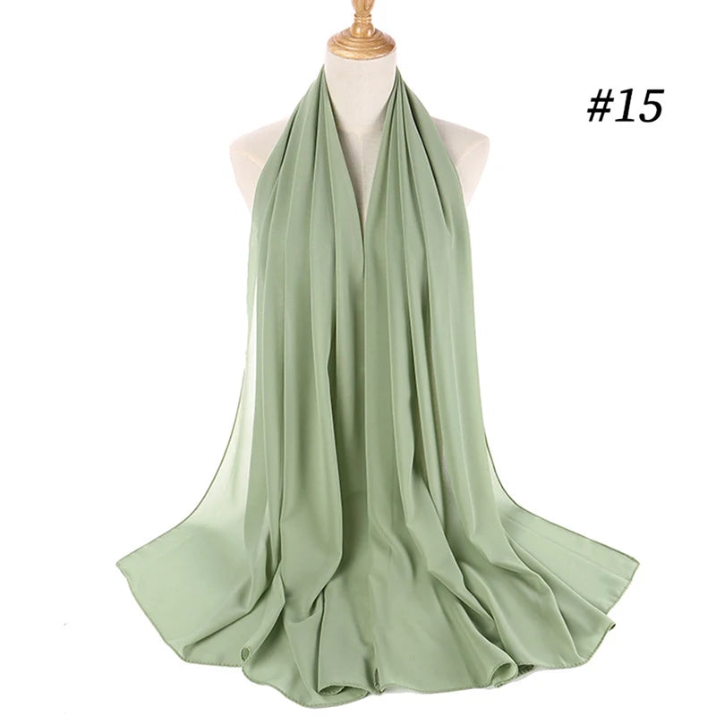 Muslim Chiffon Hijab Women Bubble Chiffon Scarf For Women Ladies Veil Muslim Islam Solid Color Malaysia Wrap Scarves