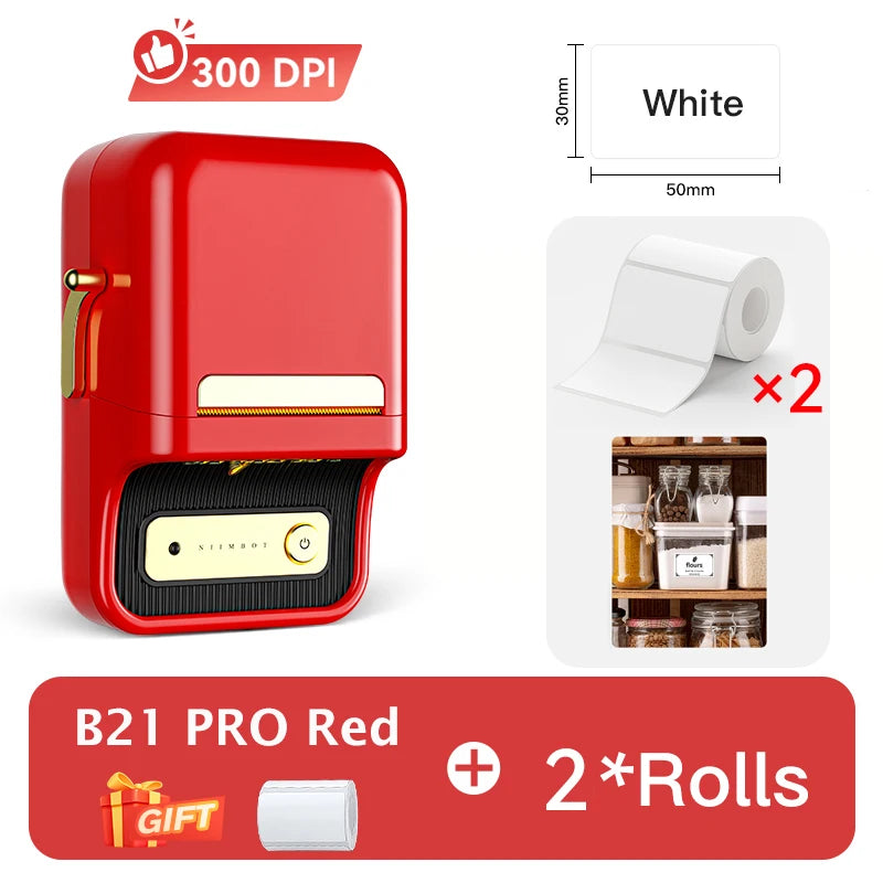 B21 / B21 Pro Thermal Label Printer, Bluetooth Wireless Sticker Maker 20–50mm, Portable Inkless Barcode Label Printer for Office & Retail