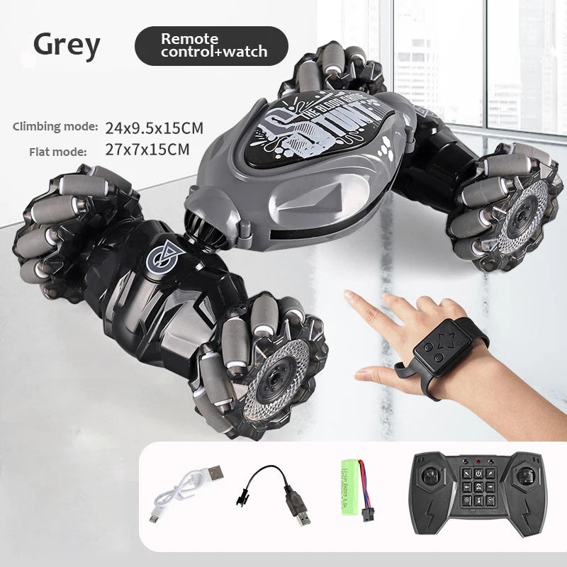 4WD RC Drift Car With Music Led Lights 2.4G Gesture Radio Remote Control Spray Stunt Car 360° Rotating Climbing Car Toys Gift