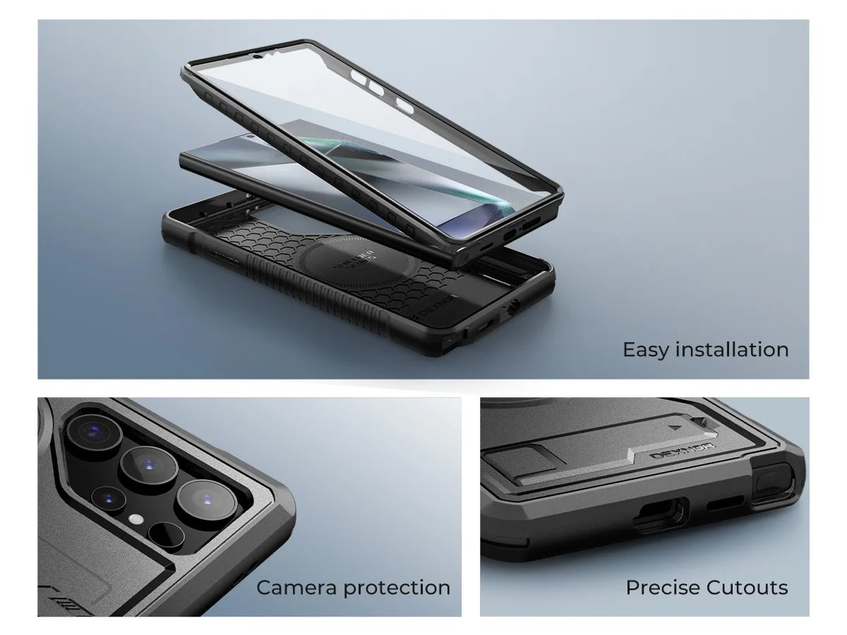 Magnetic Case for Samsung Galaxy S24 Ultra 5G Full Body Shockproof Cover Built-in Kickstand and Screen Protector