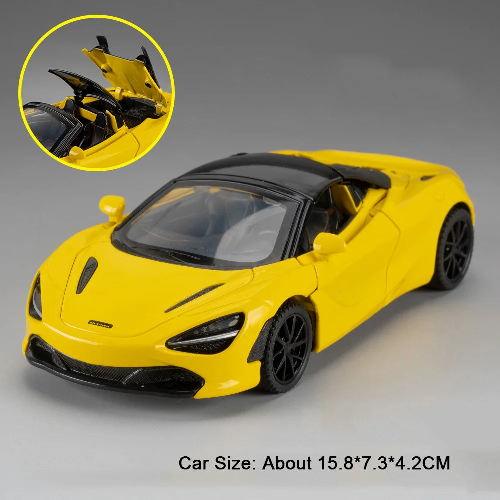 1:32 720S Senna Sports Car Model Toy Doors Opened Metal Die-cast Sound Light Miniature Vehicles Models Boys Collection Gifts