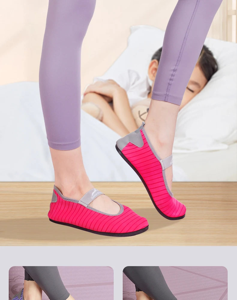 Indoor Fitness Non-slip Soft-soled Yoga Shoes Women's Rope Jumping Mute Stretching Pilates Training Shoes