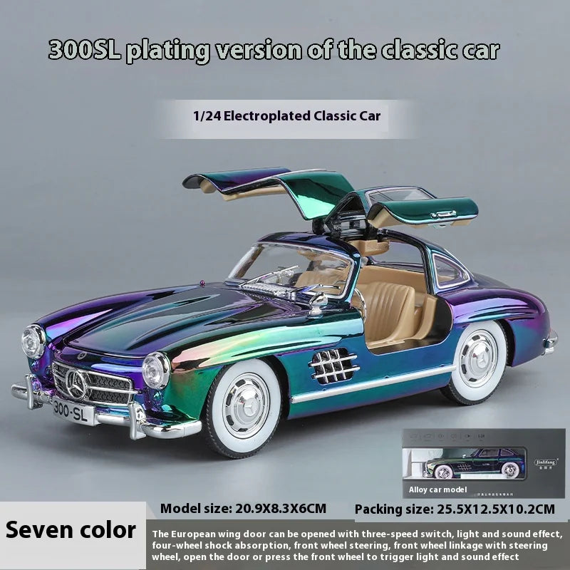 1:24 Mercedes-Benz 300SL Electroplated Version Alloy Diecast Classic Car Model Display Collection