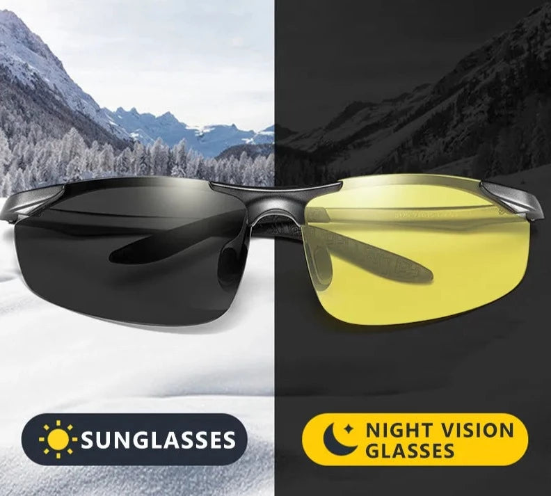 Aluminum Magnesium Polarized Sunglasses for Men Driving Day and Night Vision Glasses