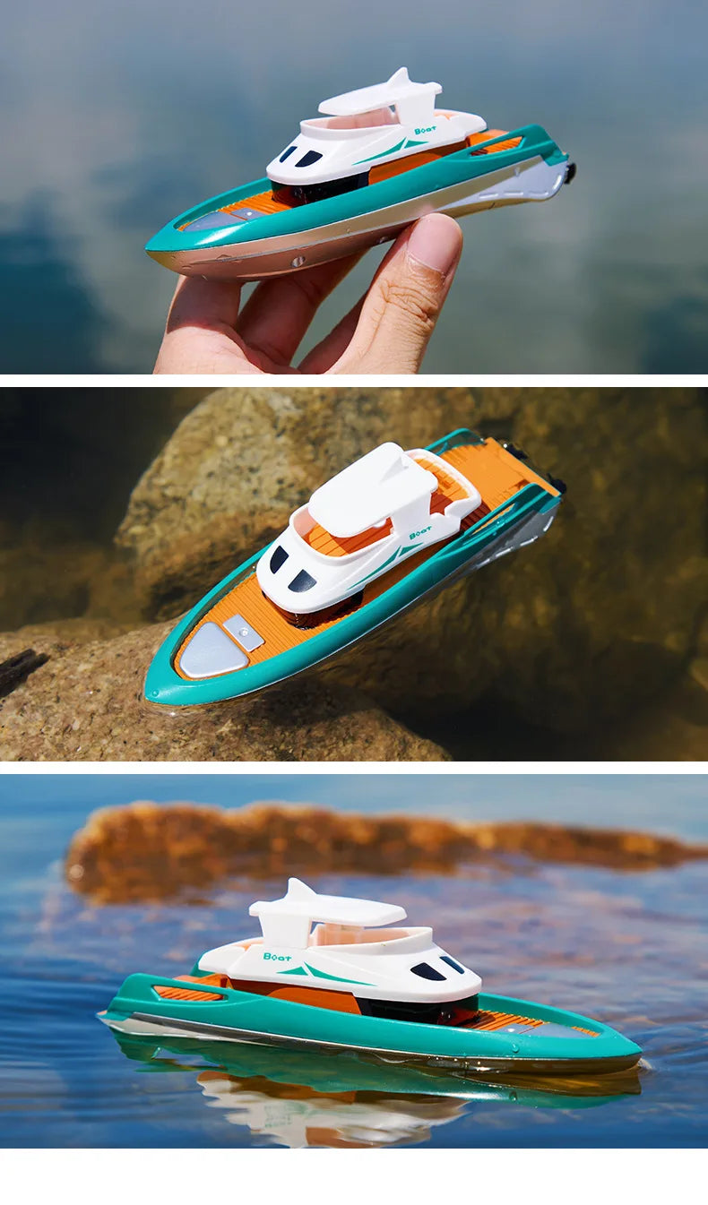 Mini Rc Boat 1/32 Radio Remote Controlled High Speed Ship with Led Light Palm Boat Summer Water Toy Pool Toys Models Gifts
