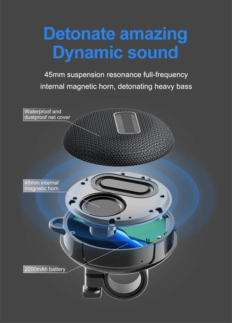 Bicycle Speed Display Speaker PLUS Portable Waterproof Long Battery Life 8W Mini Cycling Wireless Bluetooth Speaker