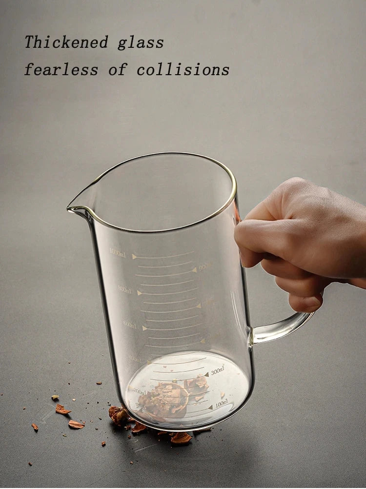 250/350/500/1000ml Glass Measuring Cup With Lid Heat-resistant With Scales Laboratory Beaker Handle Kitchen Measuring Mug