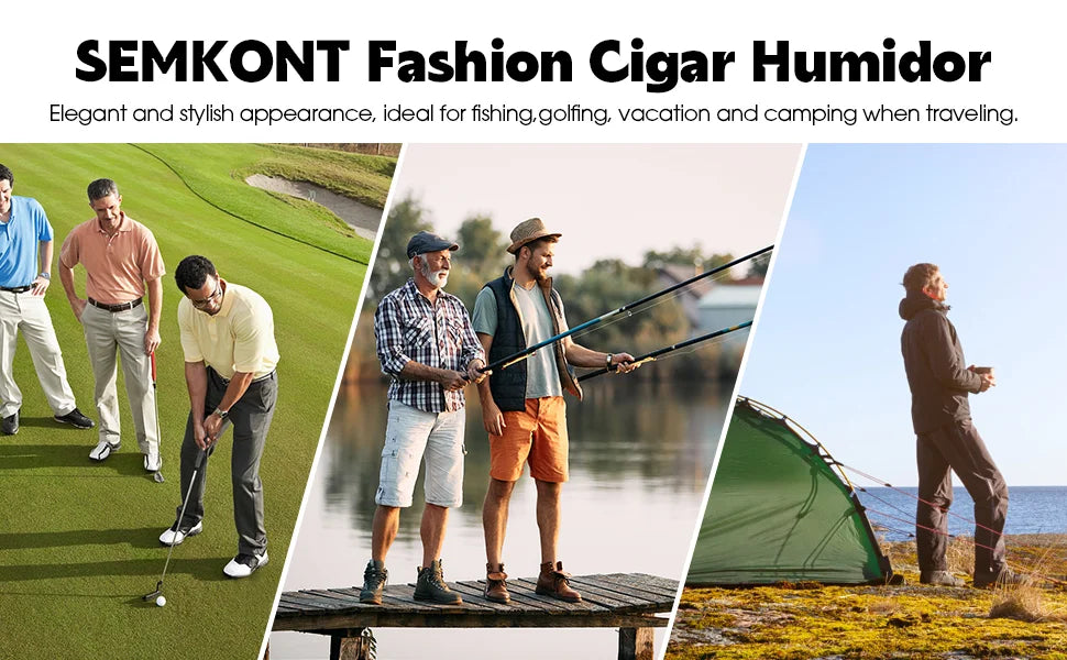 Portable Travel Cigar Humidor,Double Cigar Humidor with Separate Storage for Cigar Accessories,Holds 5 Cigars