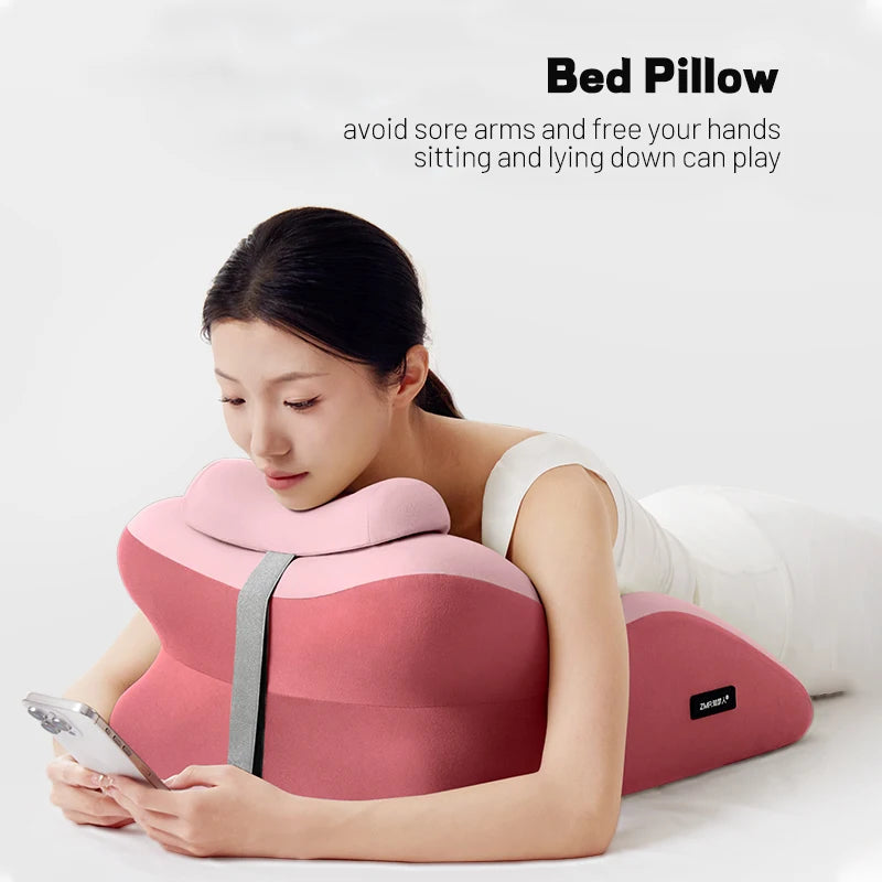 Bed Backrest Pillow Ergonomic Design Lumbar Support Cushion for Home Reading in Bed Sofa Chair Washable Cover Back Pain Relief