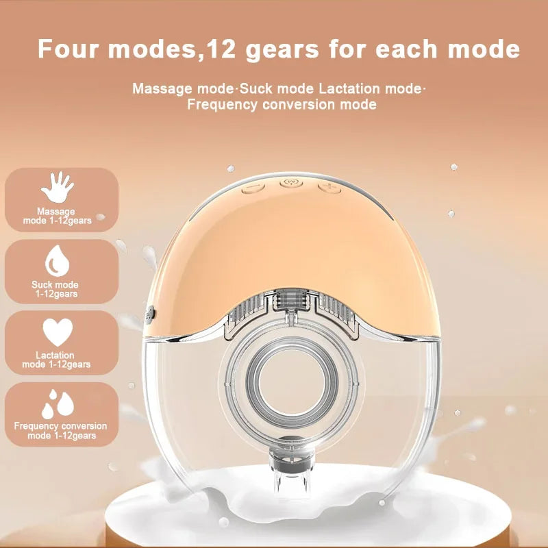 Wearable Breast Milk Pump Silicone LCD Display Hands-free Electric Breast Pump Portable and Comfortable for Novice Mothers