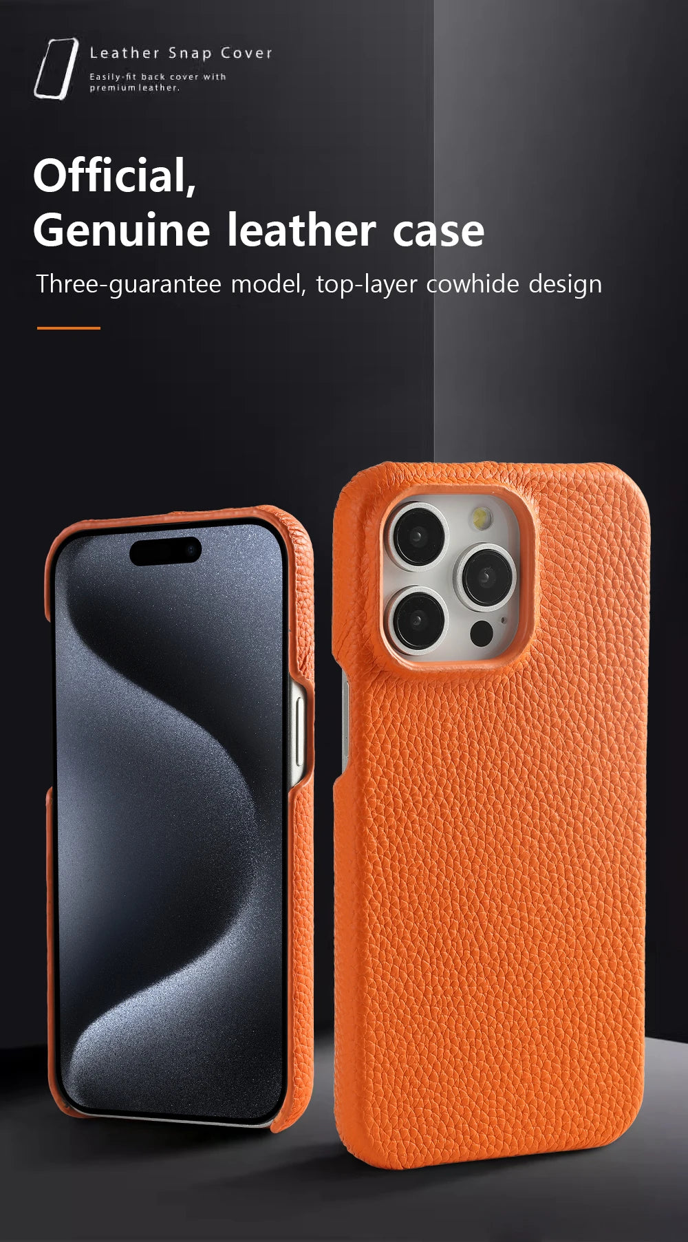 for Magsafe Case for iPhone 15 16 Pro Max Promax 16Pro Natural Cowhide Lychee Leather  Protector Luxury Phone Back Cover