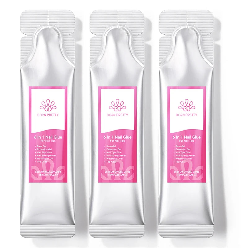 15g 6 IN 1 Nail Glue Gel Refilled Package Extension Building Strengthen Nail Gel Semi Permanent False Nail Tips Gel