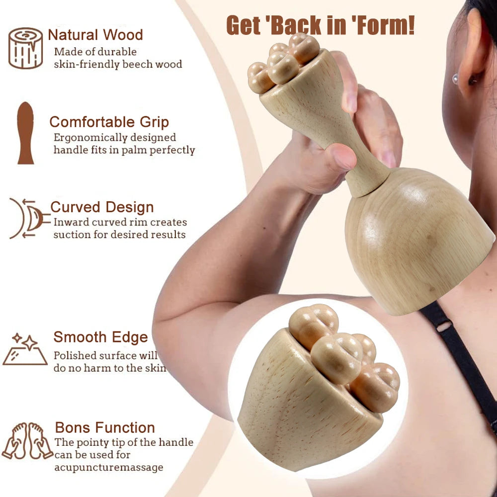 FITPERT Wood Therapy Cup, Wood Therapy Massage Tools for Body Shaping,Body Sculpting Tool Lymphatic Drainage Cellulite Reduction