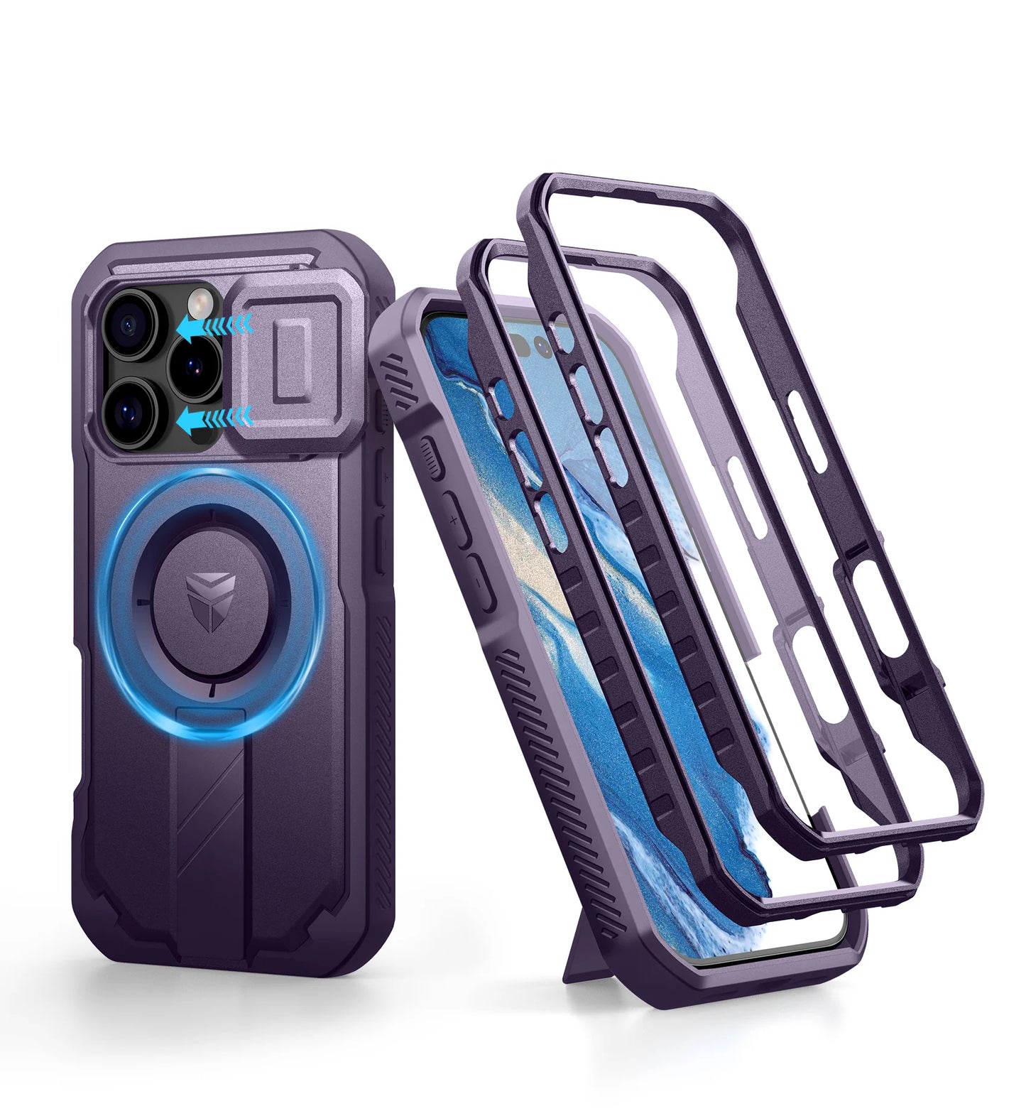 For iPhone 16 Pro Case with MagSafe Rugged Armor Shockproof  with Built-in Sliding Camera Cover Built-in Screen Protector holder