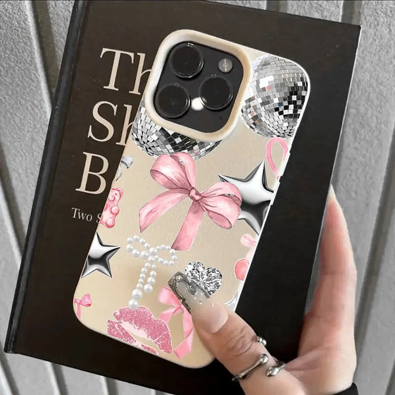 For iPhone 17 16 15 14 Case Vintage Lip Print Leopard Print Pool Cover For iPhone 17Air 16 15Plus