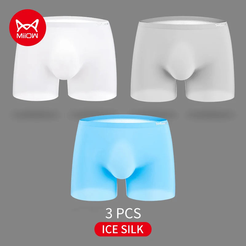 3-Pack Ultra-Thin 120S Ice Silk Men’s Breathable Boxer Shorts