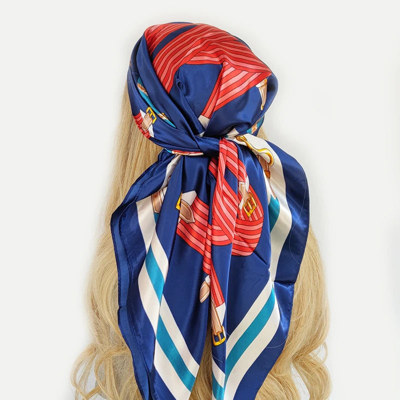 Retro Women Silk Scarf Bandanna Fashion Bohemian Pattern Square Hijab Lady Wrap Headband foulard muffler