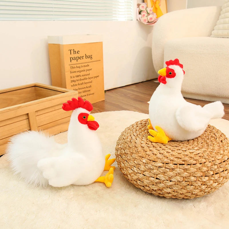 White Rooster Chicken Plush Stuffed Animal Soft Bird Decor