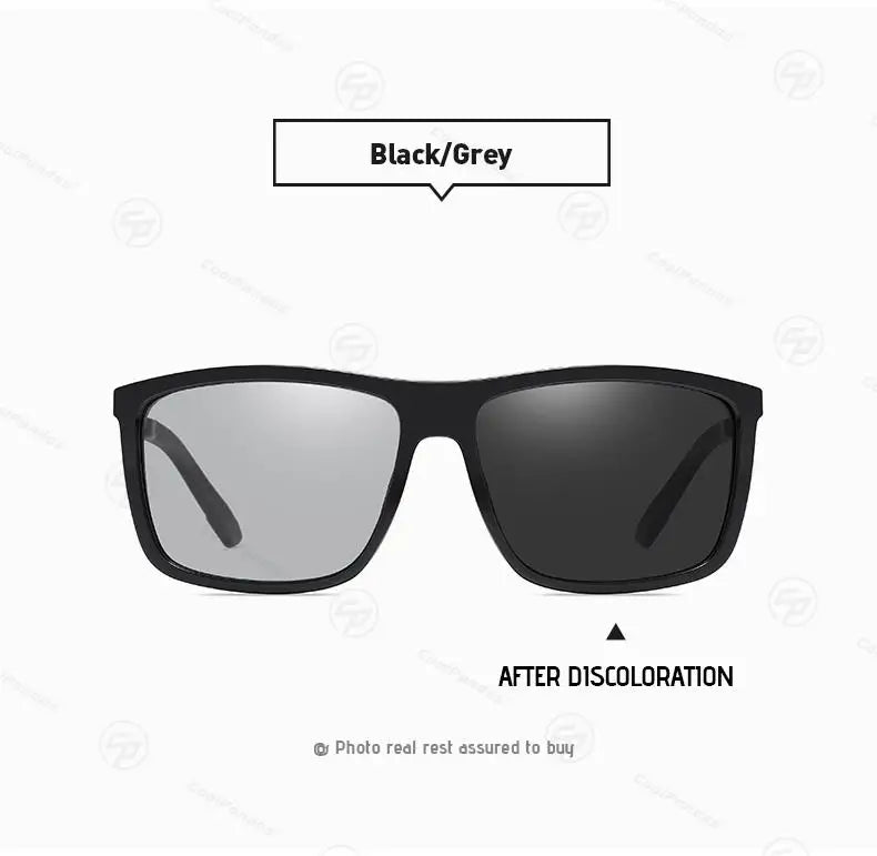 Square Retro Photochromic Polarized UV400 Purple Lens Sunglasses for Men Women