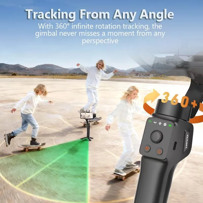 S6 3-Axis Gimbal Gesture control & fill light for smooth vlogs, streams & selfies. Compact & durable, perfect for creator