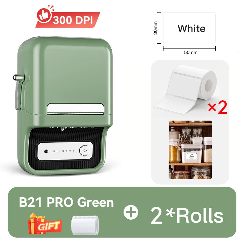 B21 / B21 Pro Thermal Label Printer, Bluetooth Wireless Sticker Maker 20–50mm, Portable Inkless Barcode Label Printer for Office & Retail