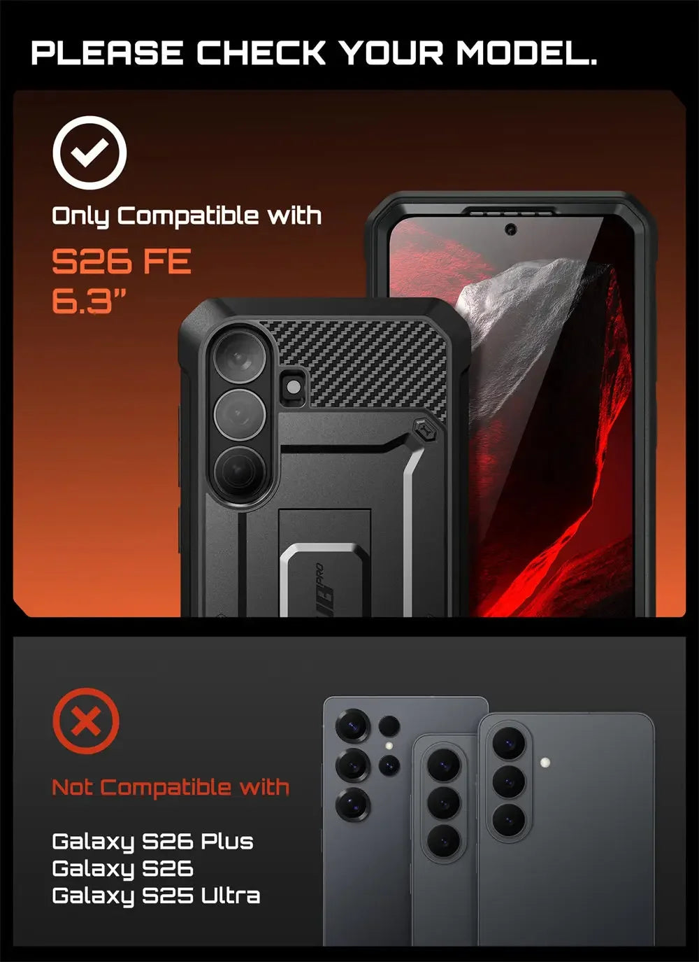 Rugged Phone Case with Screen Protector Kickstand and Belt Clip for Samsung Galaxy S26 FE