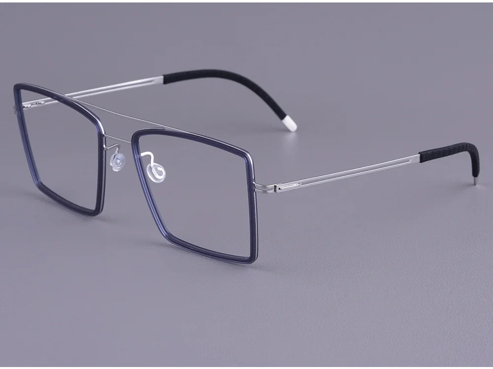 Oversized Double Bridge Titanium Acetate Eyeglasses Frame