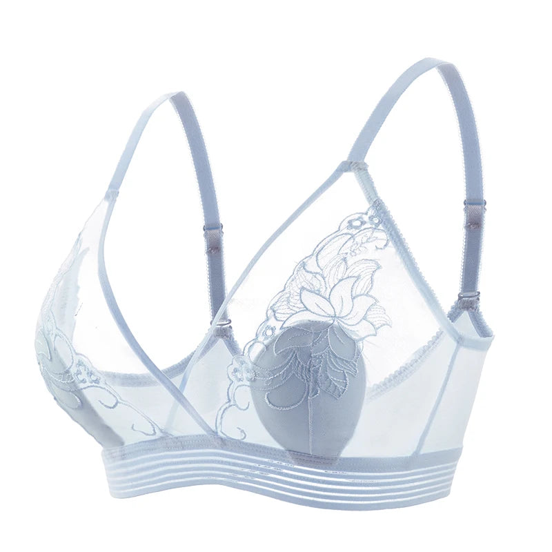 Women’s Lace Transparent Rabbit Ears Push-Up Bra – Soft, Thin, Wire-Free Bralette