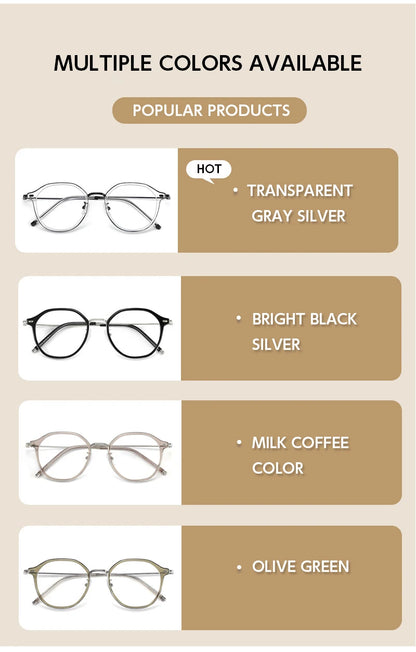 SANGCOO Ultra-light Fashion Flexible TR90 Eyewear Men Retro Round Decorative Optical Prescription Eyeglasses Frame WomenG01341