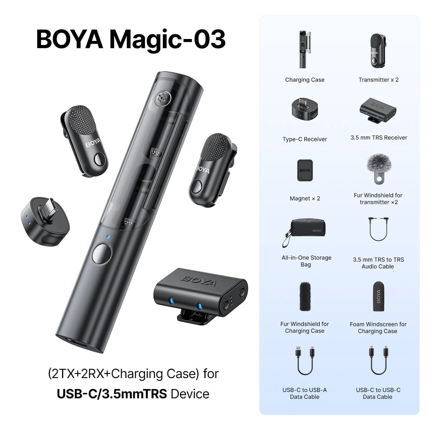 Magic Professional Wireless Lapel Microphone Shotgun/Desktop/Handheld Mic for iPhone Android Camera PC Video Recording