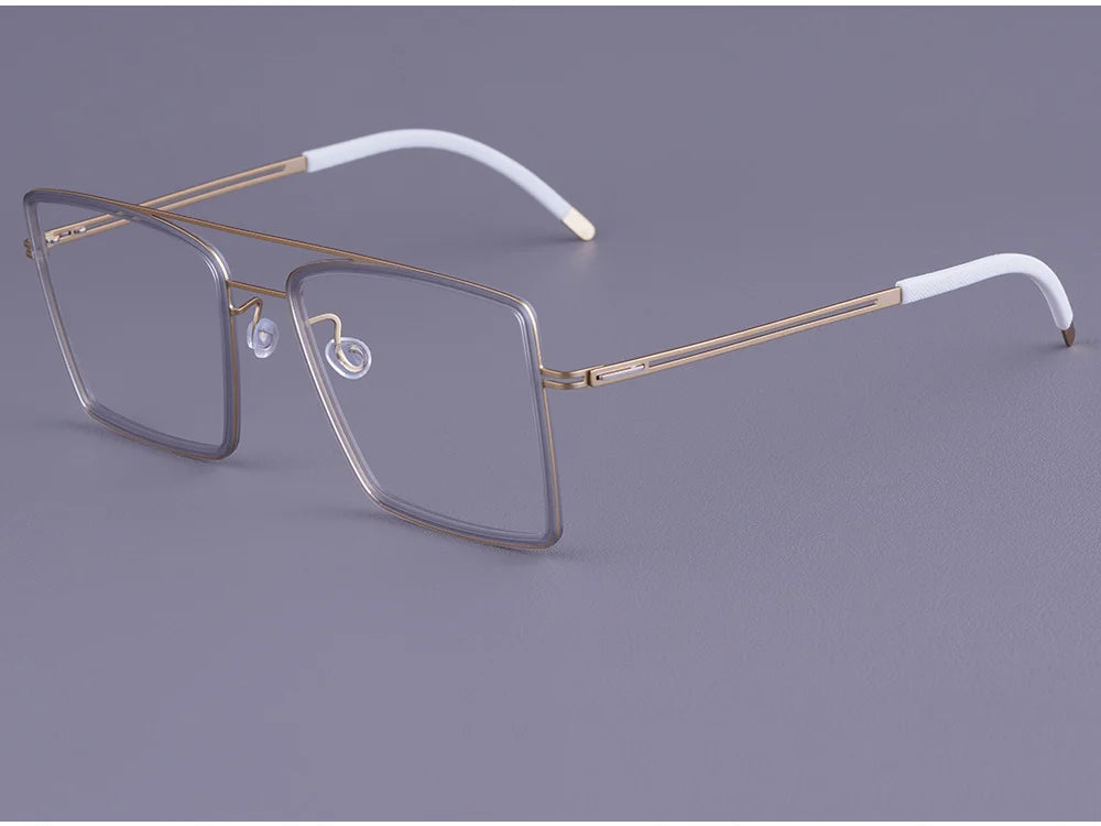 Oversized Double Bridge Titanium Acetate Eyeglasses Frame