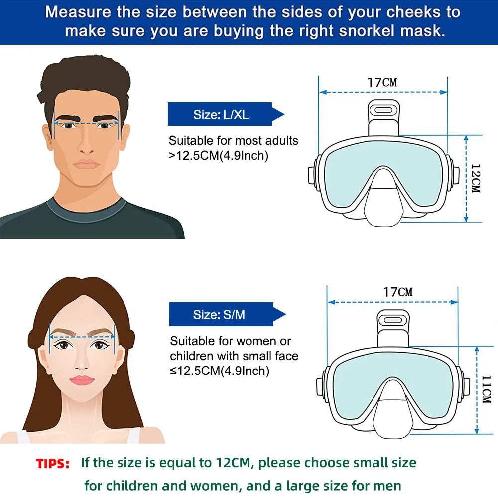 Underwater Snorkeling Half face Face  Swimming Mask Set Scuba Diving Respirator Masks Anti Fog Safe Breathing for Adult