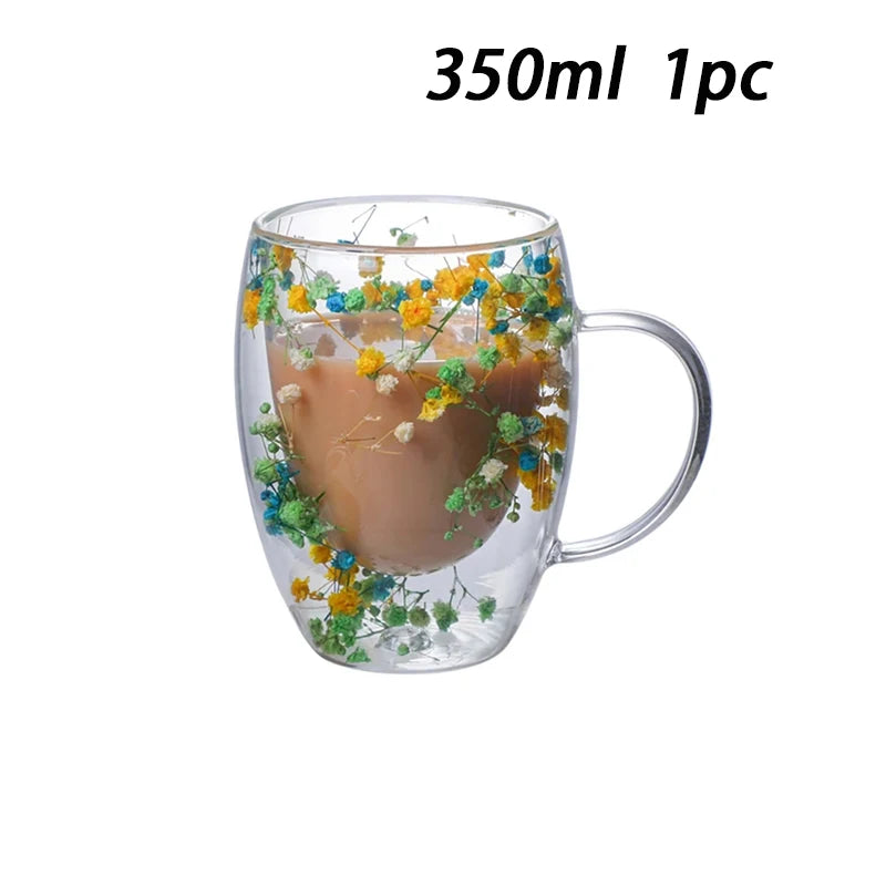 1/2/4PCS Double Wall Clear Glass Coffee Mugs Double Insulated Glass Cup For Hot Cold Beverages Cappuccino Espresso Cup