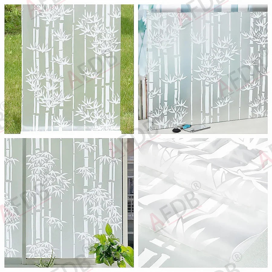 Frosted Window Film Privacy Opaque Window Stickers Self Adhesive Glass Vinyl Film for Kitchen Bathroom Office Matte Glass Stain