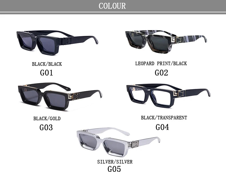 Retro Millionaire Square Sunglasses With UV400 Protection